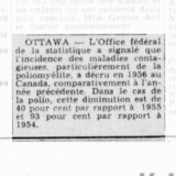 Décroissance de la polio au Canada en 1954